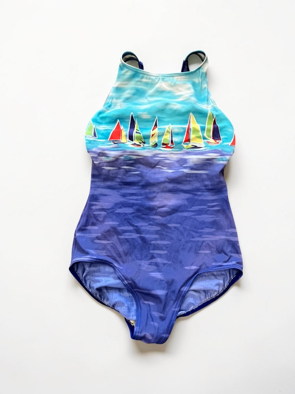 Sailboat one piece swim suit vintage Lands end 80’s